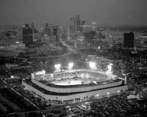 Tiger Stadium at night